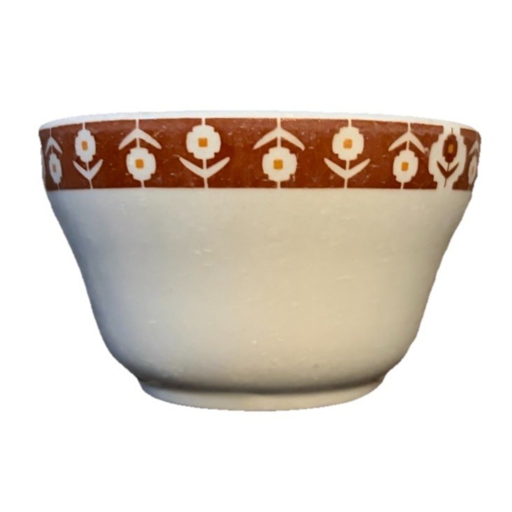 Vtg GrindleyDuraline Hotelware Bowl Org/Brn Floral England Vitrified China - Picture 1 of 4